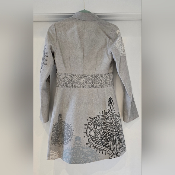 Desigual Gray Paisley Trench Coat - Picture 5 of 7